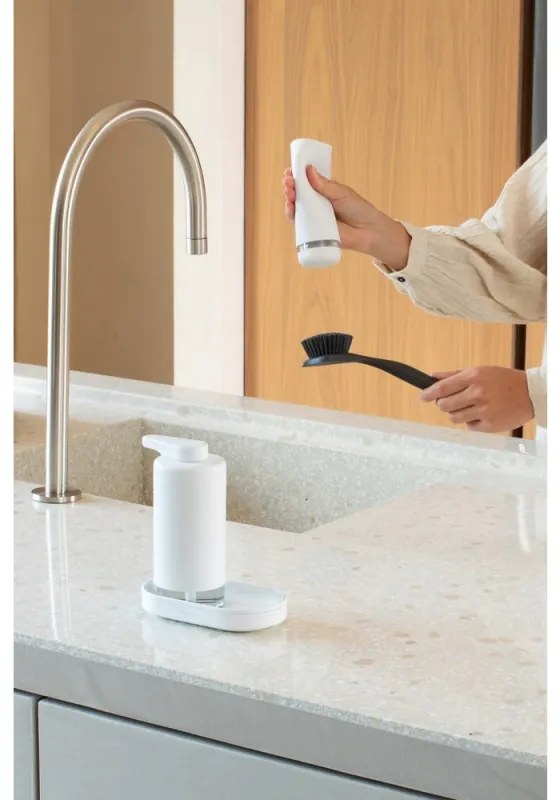 Set 2 dozatoare detergent de vase / sapun lichid Brabantia SinkStyle 1008505, 200 ml, Cu strat mineral, Alb