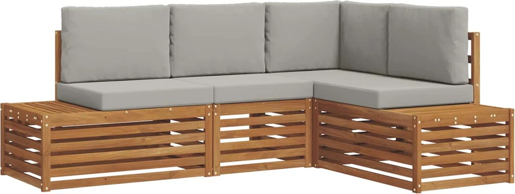 vidaXL Set de canapele de exterior 4 Bucată Gri natural și deschis