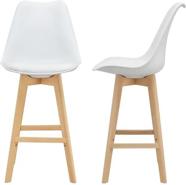 Set de 2 scaune de bar Pereira, alb/maro, 105 x 48 x 58 cm