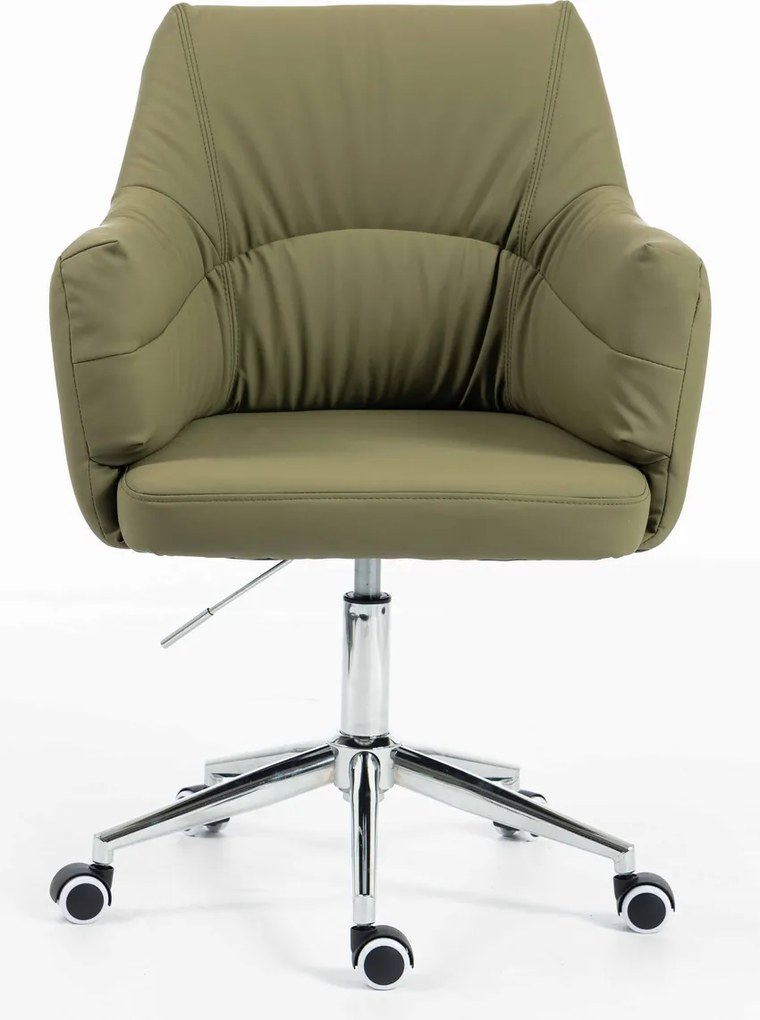 HR840K Scaun Khaki Piele Ecologica Premium Soft cu Bază Cromata