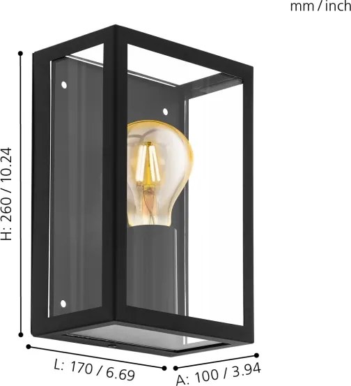 Eglo ALAMONTE-Z 31778 - Aplica de perete pentru exterior, LED RGBW dimabilă, 4,9W, 230V, IP44, neagră