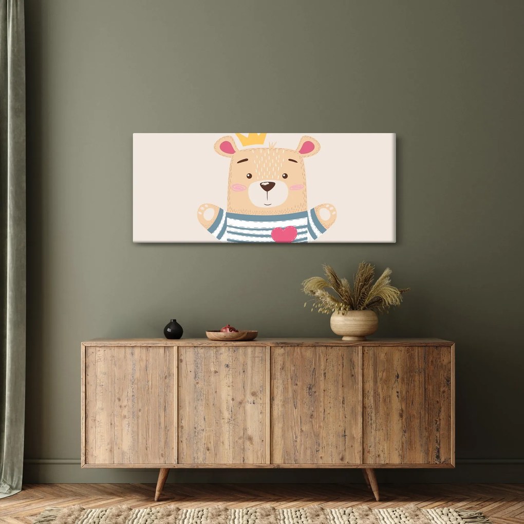 Tablou - Teddy ursuleț cu coroană (120x50 cm)