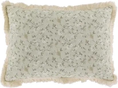Față de pernă verde din bumbac cu franjuri și model floral, 50x35 cm, "Aix"