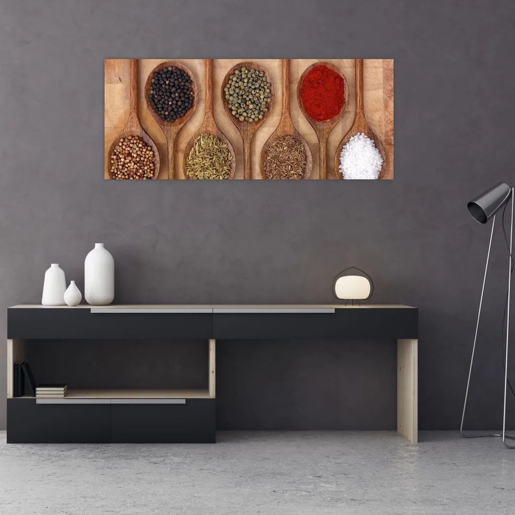 Tablou - condimente și linguri (120x50 cm)