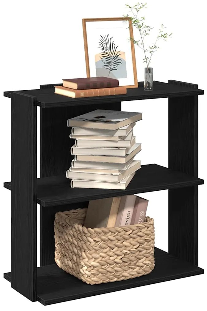 vidaXL Bibliotecă cu 3 etaje, negru, 60x30x80 cm, lemn de prelucrare