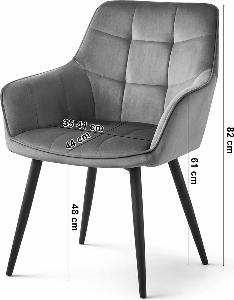 Scaun de masa VARSI VELVET cu picioare negre, negru