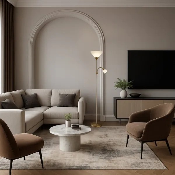 Brilagi - Lampadar ARIANA 1xE27/100W/230V + 1xE14/25W auriu