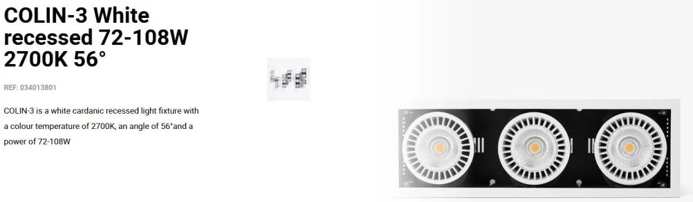 Spot LED incastrabil COLIN-3 White recessed 72-108W 2700K 56°