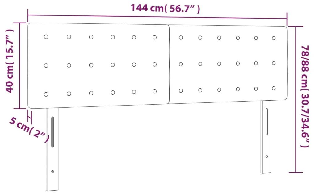 Tablie de pat cu LED, maro, 144x5x78 88 cm, piele ecologica 1, Maro, 144 x 5 x 78 88 cm