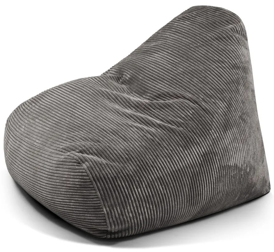 Fotoliu bean bag gri închis cu tapițerie din catifea reiată Snug 100 – SLOWDOWN