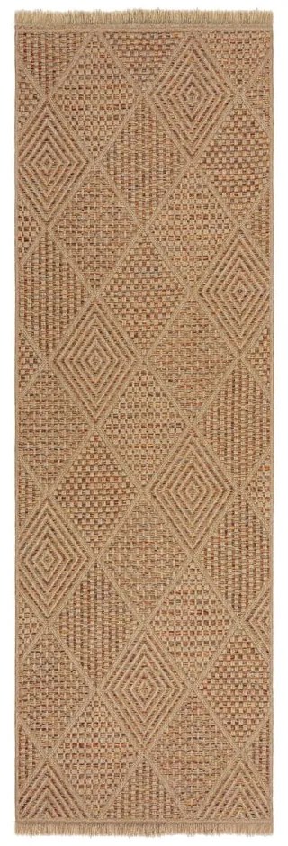 Covor tip traversă de exterior în culoare naturală 80x230 cm Nora Diamond – Flair Rugs