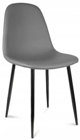 Scaun tip scandinav, tapitat, piele ecologica, model cusatura pe spate, gri si negru, max 100 kg, 44x52x85 cm, Vigo