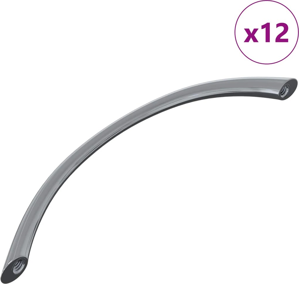 vidaXL Mânere 12 pcs Argintiu 107 x 3.6 x 23 mm Oţel inoxidabil