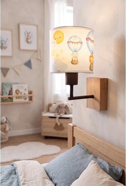 Brilagi - Lampă de perete BOBO WOOD 1xE27/25W/230V stejar/negru/alb/cu motive animale