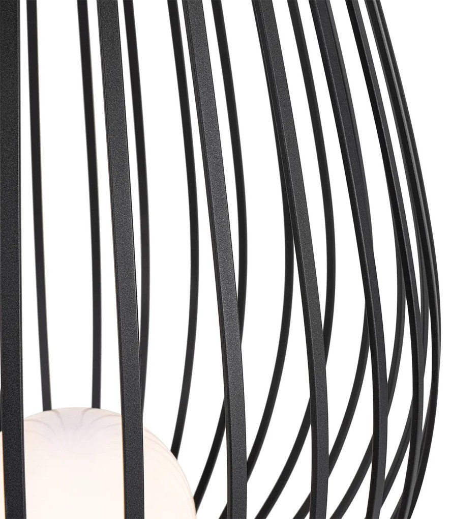 Set de lămpi de podea negre cu opalină 110 cm și 70 cm - Angela