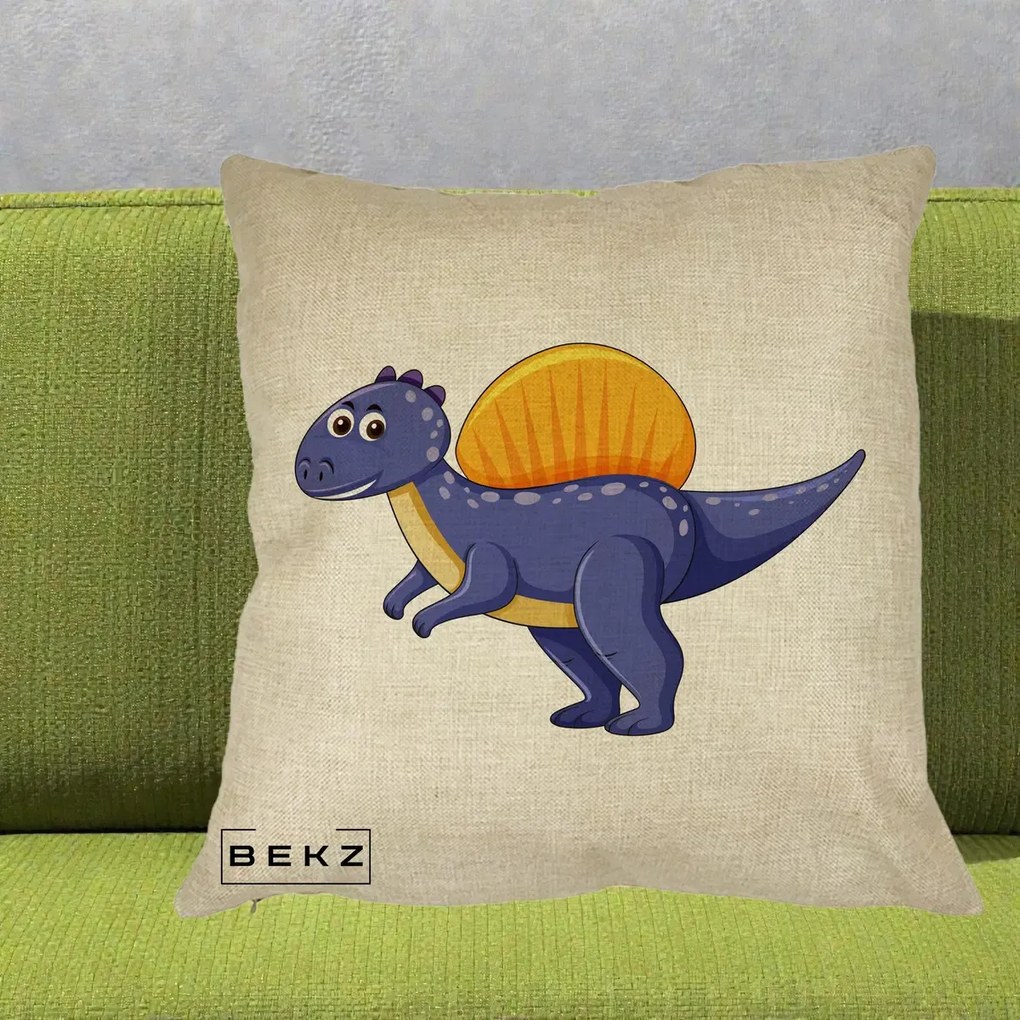 Perna Decorativa Spinozaur Kawaii, 40x40 cm, Crem, Husa Detasabila, Perna Inclusa, BEKZ®