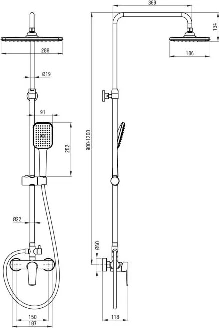 🚿 Pălărie de duș TUBO, cu baterie, reglabilă, finisaj cromat – Cod NUT_04XM