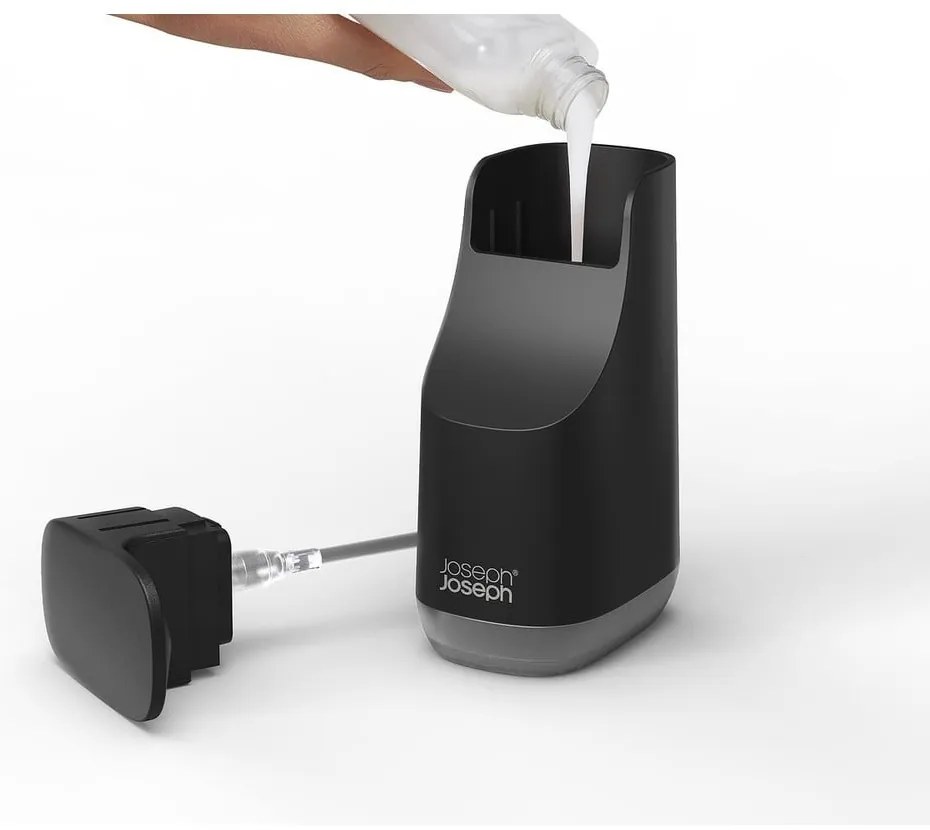 Dozator de săpun lichid negru din plastic 350 ml Slim – Joseph Joseph