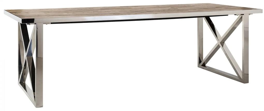 Masa Redmond, Lemn Otel inoxidabil, Maro Argintiu, 78x240x100 cm