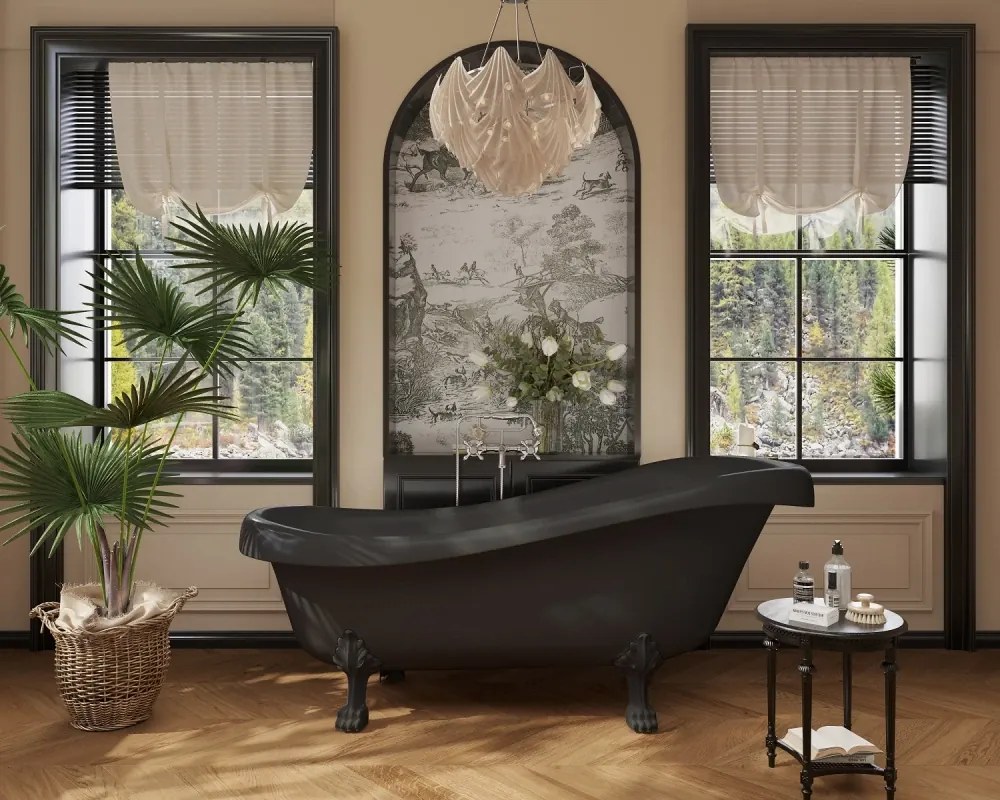 Cada acril freestanding Imperia Noir, Negru lucios, 150 cm, 5008S
