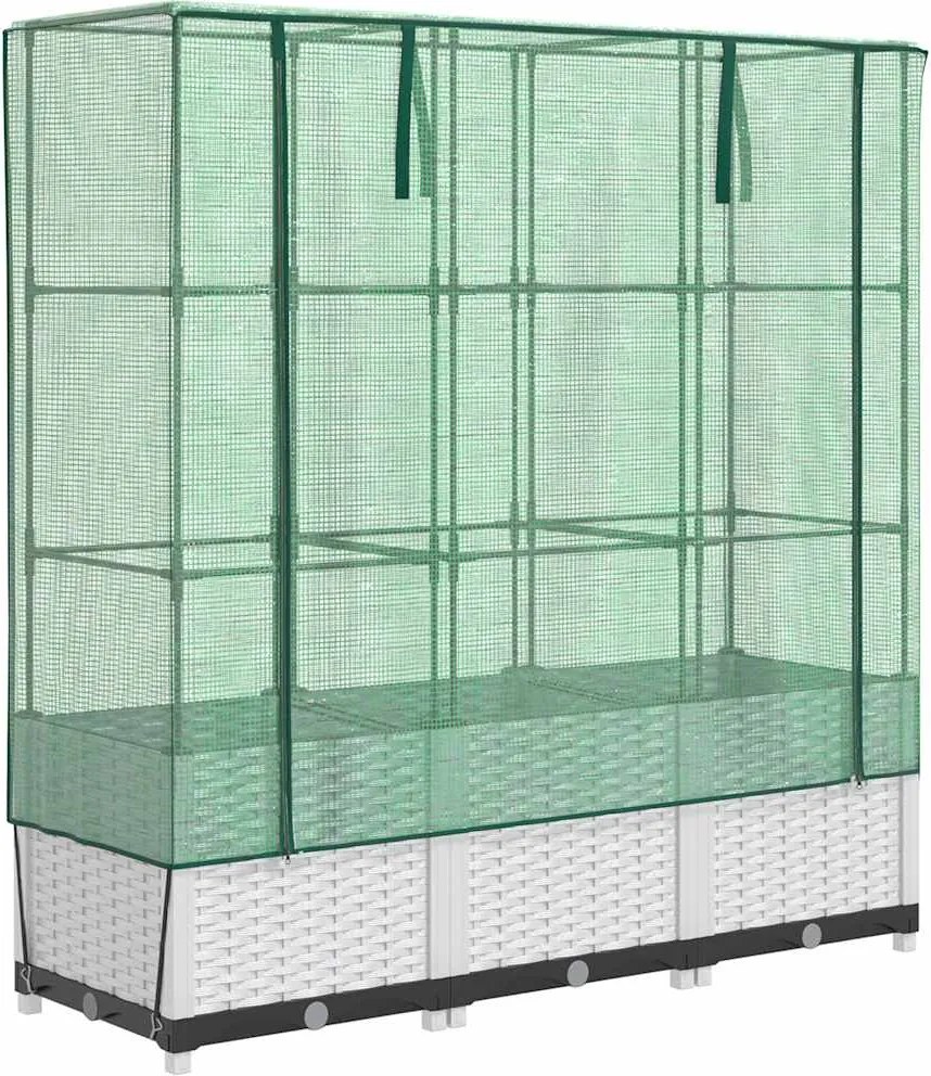 vidaXL Strat înălțat cu husă de seră, aspect ratan, 120x40x138 cm