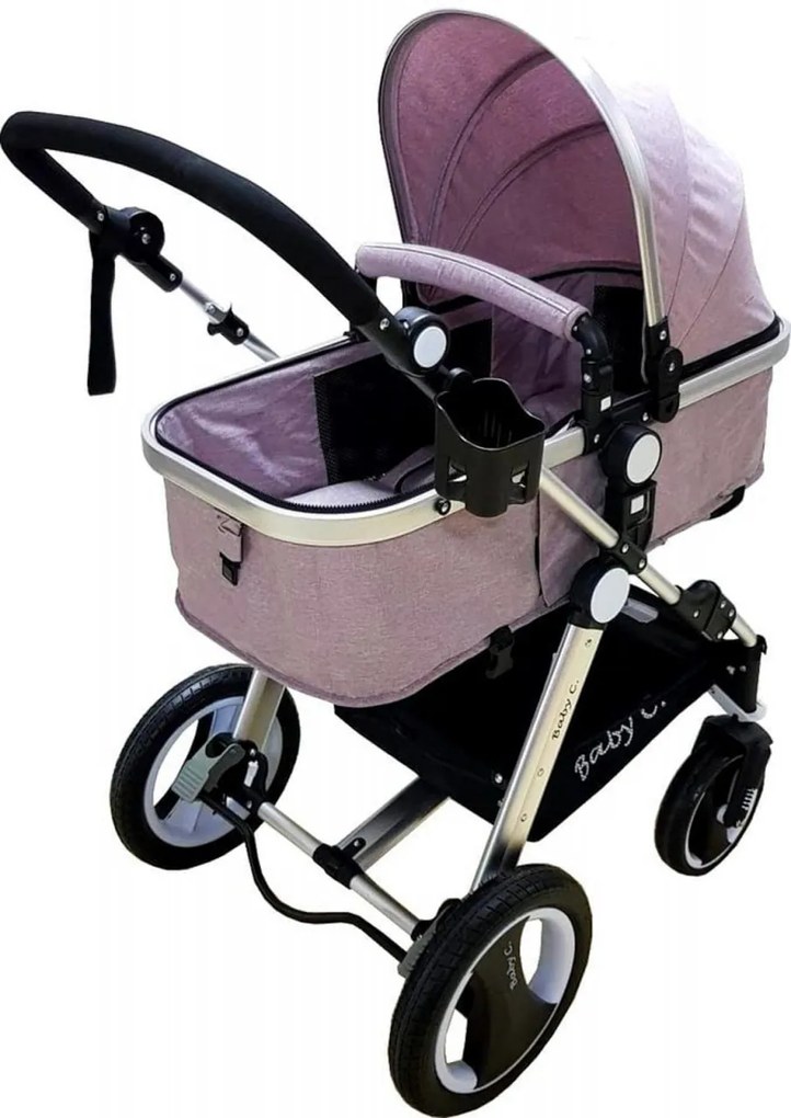 Carucior nou nascuti 2 in 1 Baby Care™ PRO S535, Cadru Aluminiu, roti din cauciuc plin,landou reversibil, Spatar reglabil in 3 trepte, Gri