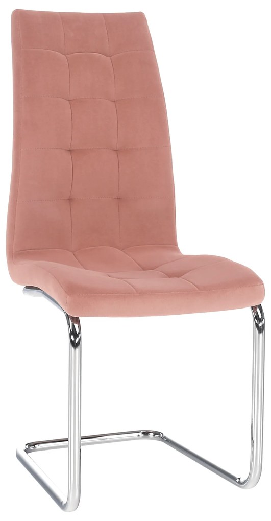Scaun de masă, ţesătură de catifea roz / crom, SALOMA NEW