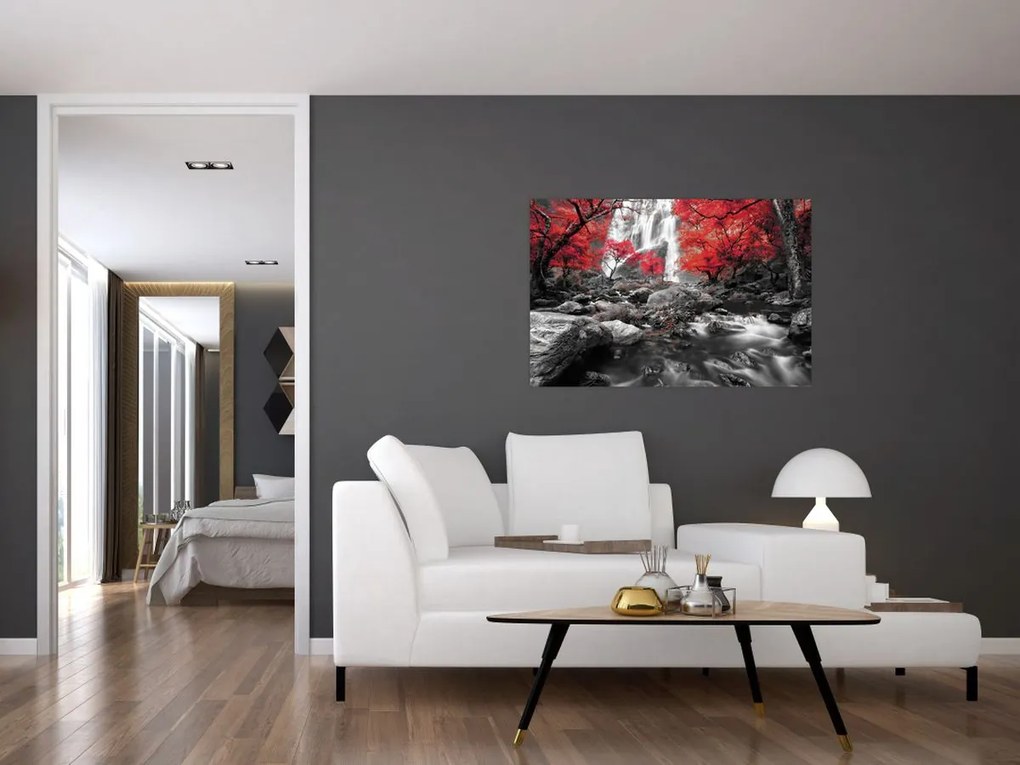 Tablou - Cascade în peisajul de toamnă (90x60 cm)