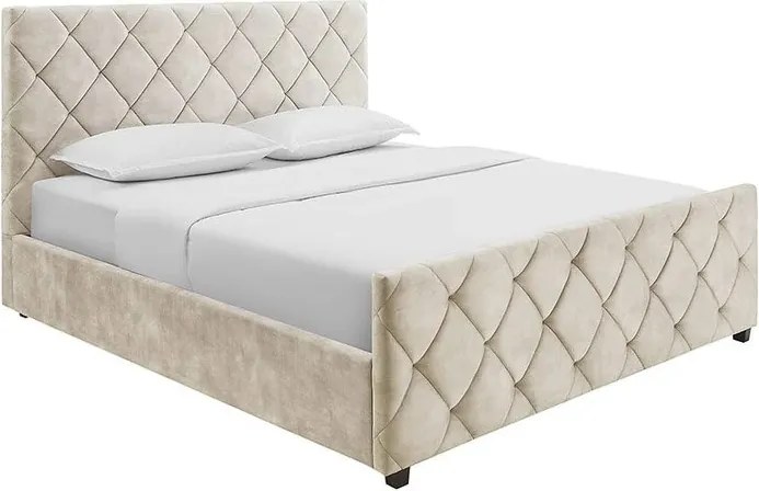 Pat ELYSIUM 180x200cm catifea bej sampanie cu spatiu de depozitare