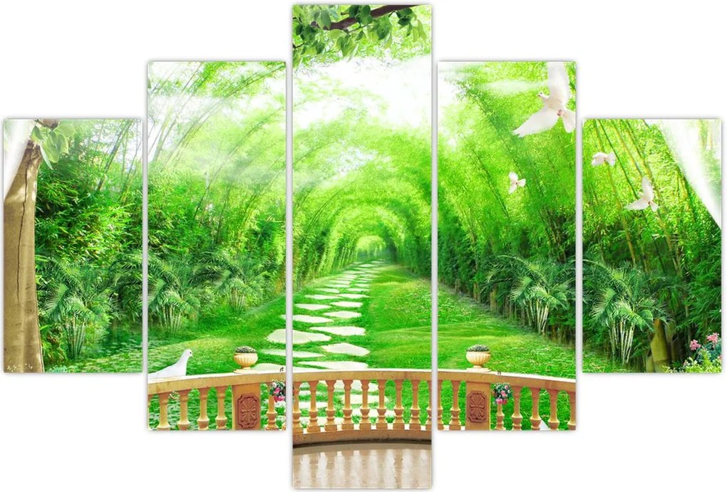 Tablou - Privire la grădina tropicală (150x105 cm)