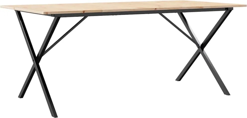 vidaXL Masă de bucătărie, cadru X, 180x90x75cm lemn masiv pin și Oţel