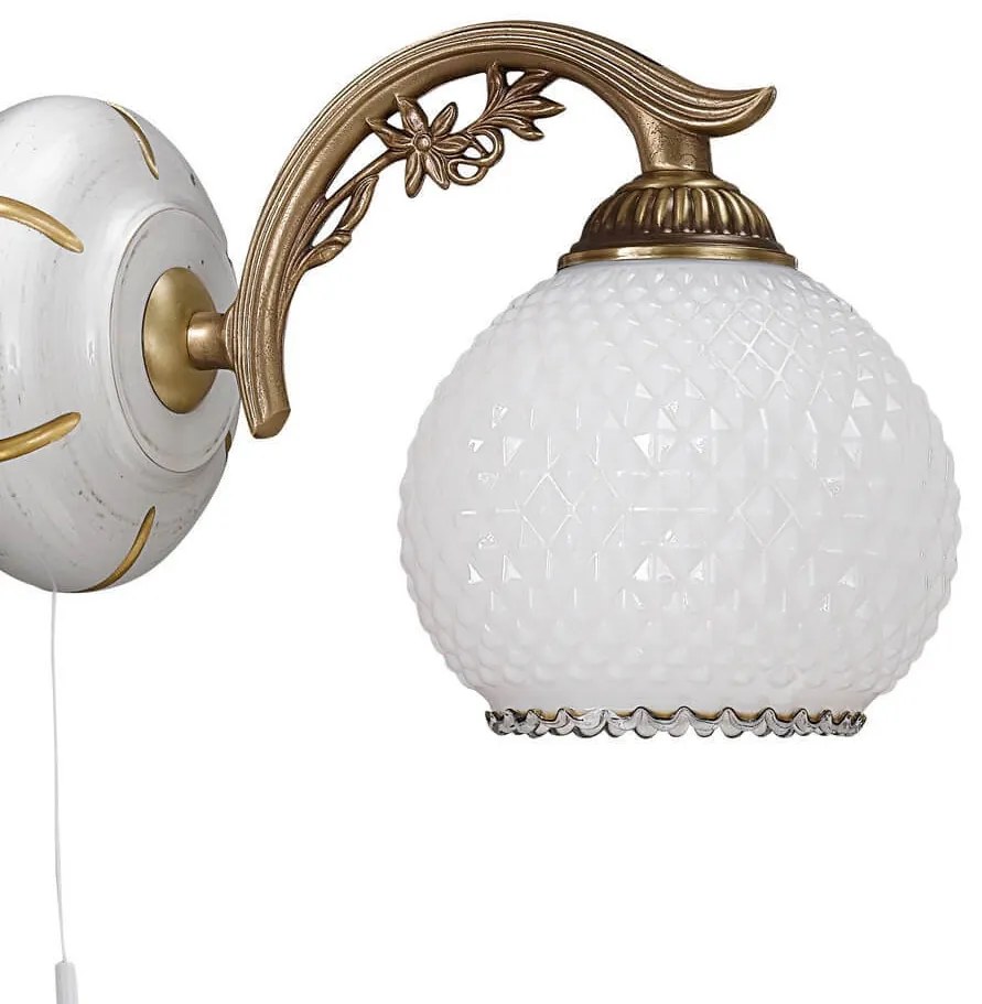 Aplica de perete clasic design italian din alama, sticla si lemn 8605 RA-A. 8605/1