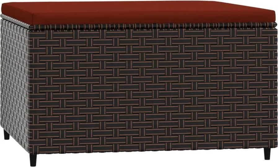 vidaXL Taburet de grădină cu pernă, maro, poliratan