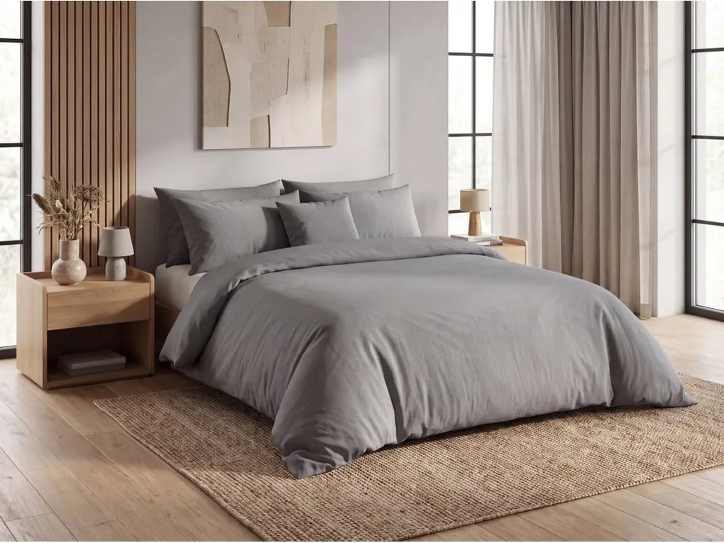 Lenjerie de pat din crepon DENYX BLEND gri, fermoar Dimensiune lenjerie de pat: 70 x 90 cm | 140 x 220 cm