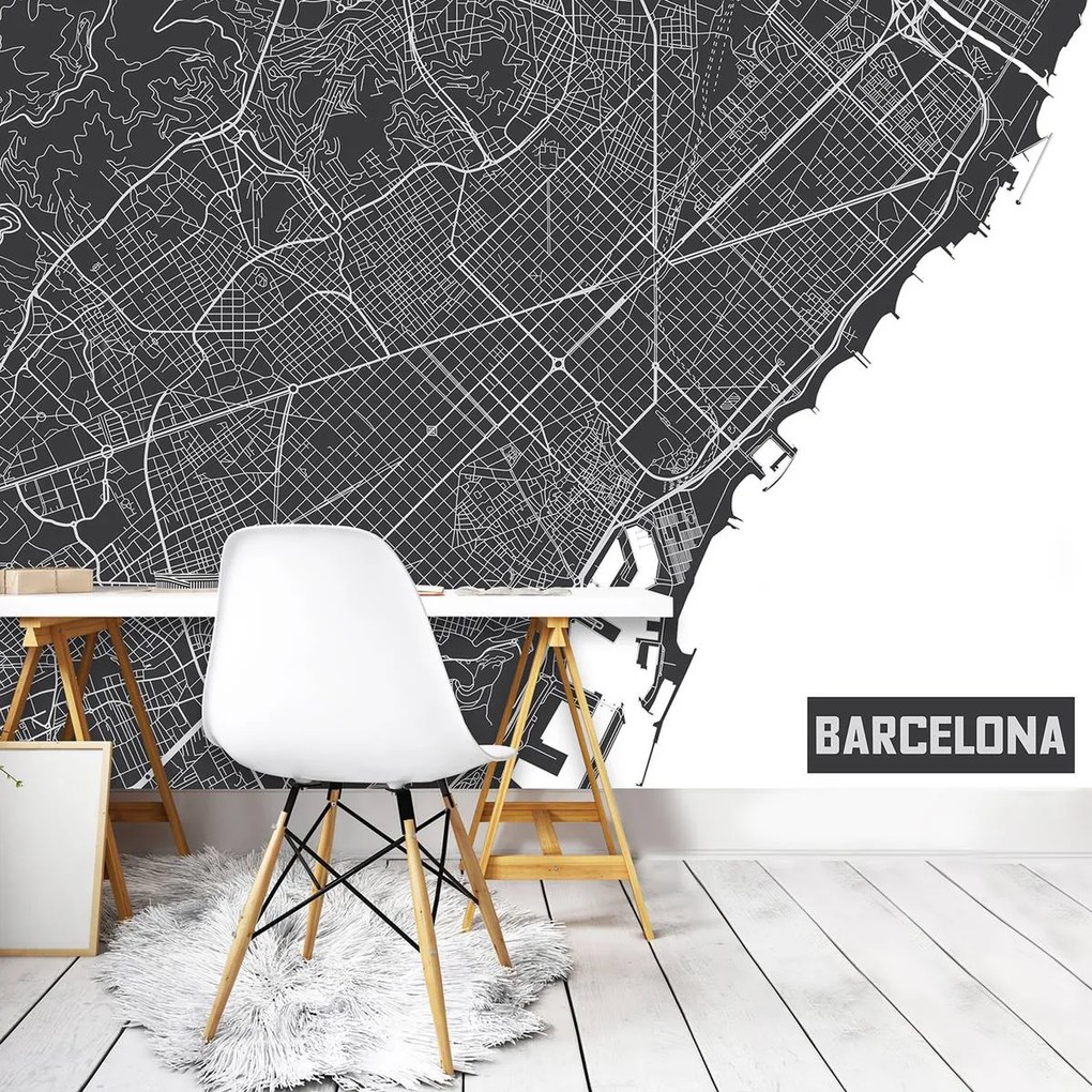 Fototapet - Harta Barcelonei (254x184 cm)