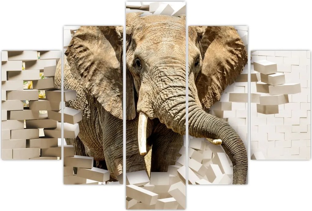 Tablou - Elefant spârgând peretele (150x105 cm)