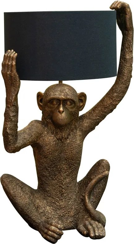 Lampa de masa, din rasina, cu abajur din in, Monkey