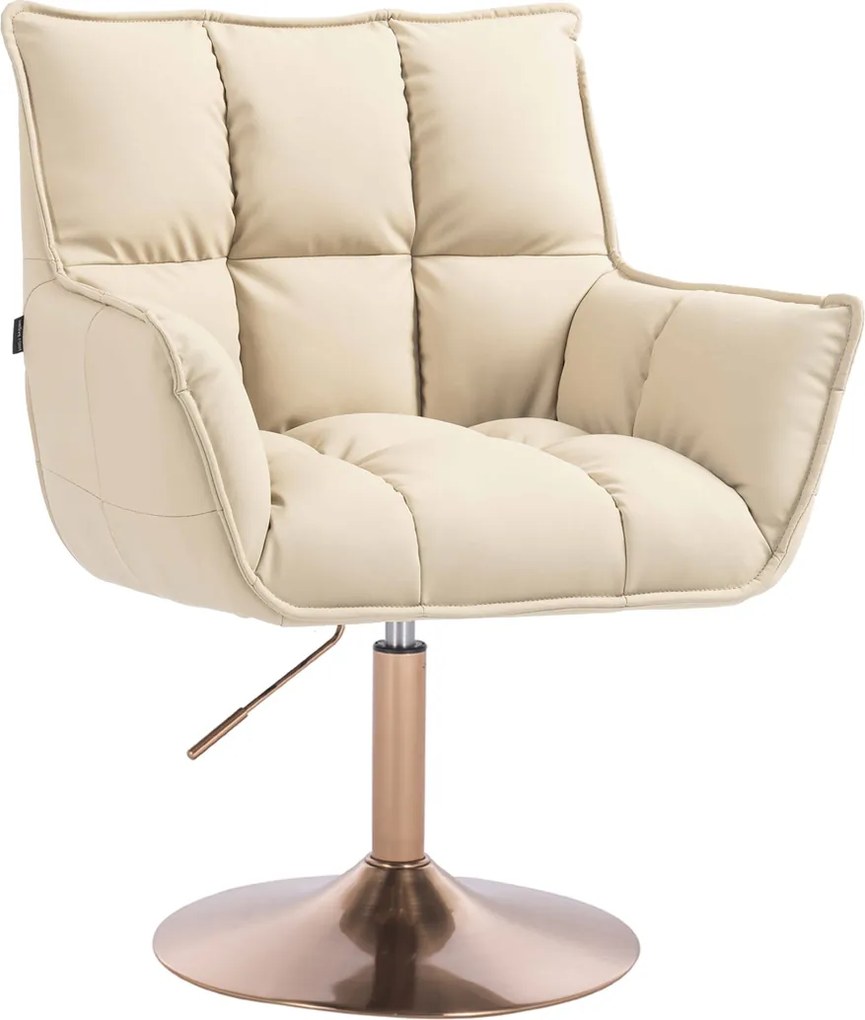 HR560N Scaun Crem Piele Ecologica Premium Soft cu Bază Aurie