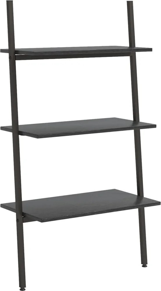 vidaXL Raft sprijinit, cu 3 niveluri, negru, 64x34x116 cm