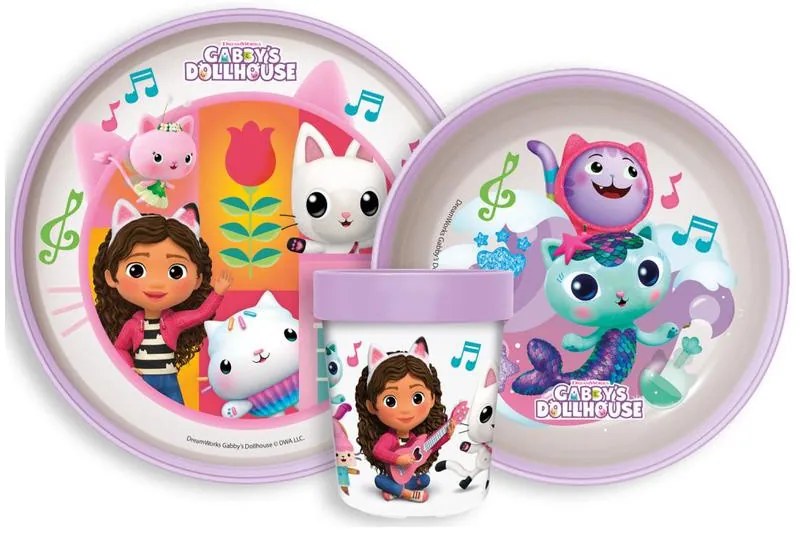 Gabby&#039;s Dollhouse set de masă antiderapant, set micro din plastic