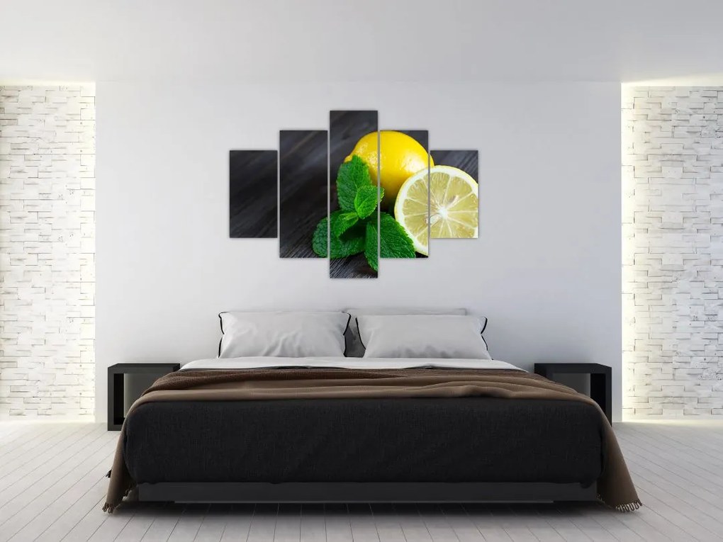Tablou cu lămâie și mentă pe masă (150x105 cm)
