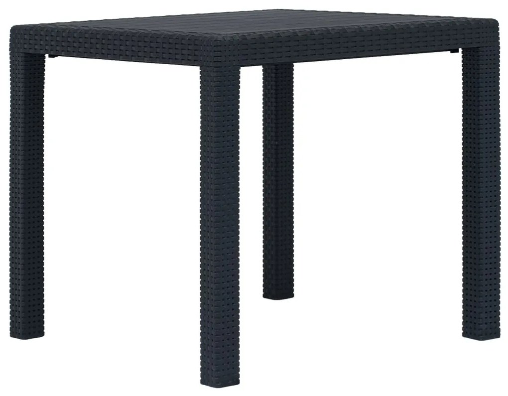 vidaXL Masă de grădină, antracit, 79x79x72 cm, plastic, aspect ratan