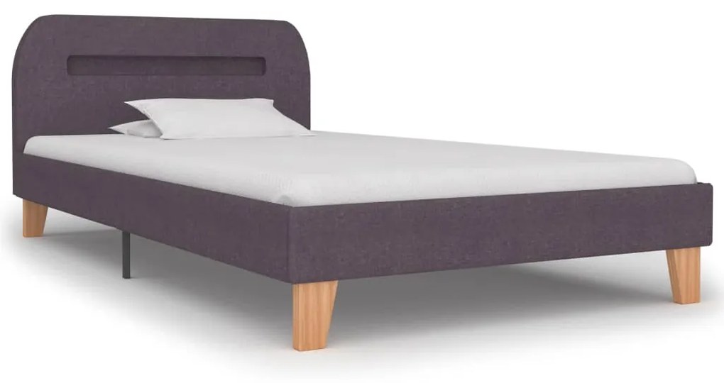 280911 vidaXL Cadru de pat cu LED-uri, gri taupe, 90x200 cm, material textil