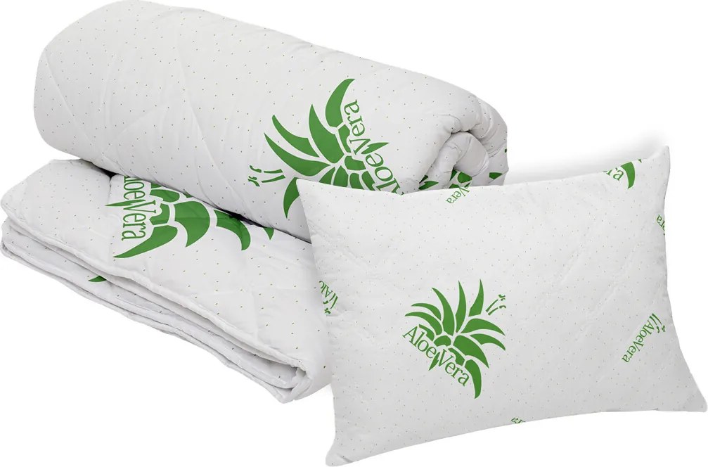 Set Aloe Vera Essence, perna microfibra 50x70 cm si pilota matlasata 350g/mp, 140x200 cm