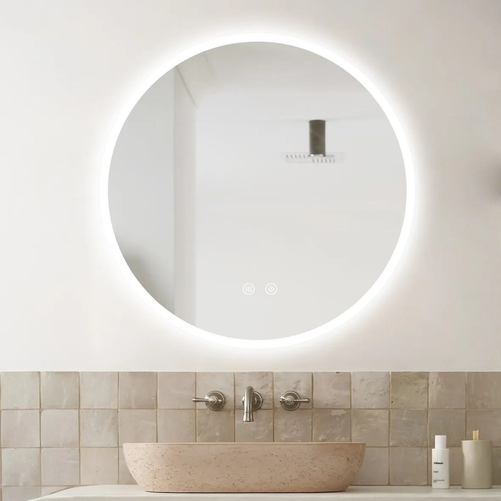 Oglindă Baie LED și Dezaburire Elit's Premium cu Senzor Touch, Lumina Rece, Caldă și Neutră, 50 cm