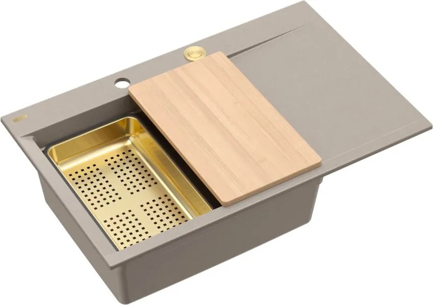 Statie de lucru incastrata Quadron Josh 111 finisaj bej soft taupe - auriu 78x50 cm