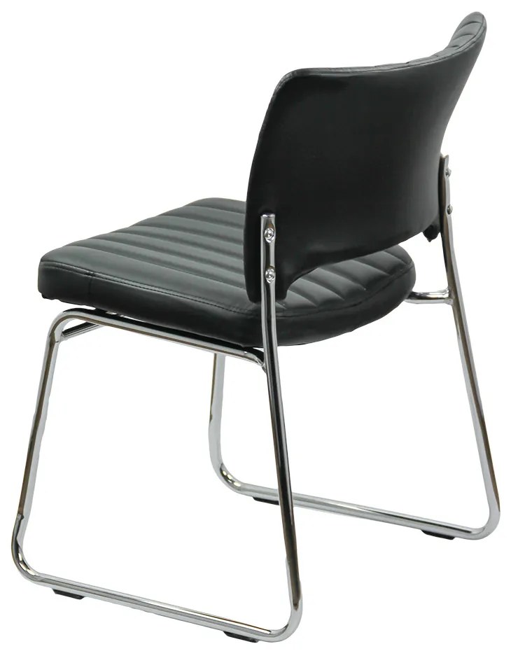 Scaun vizitator negru HRC 613 din piele ecologică și cadru cromat