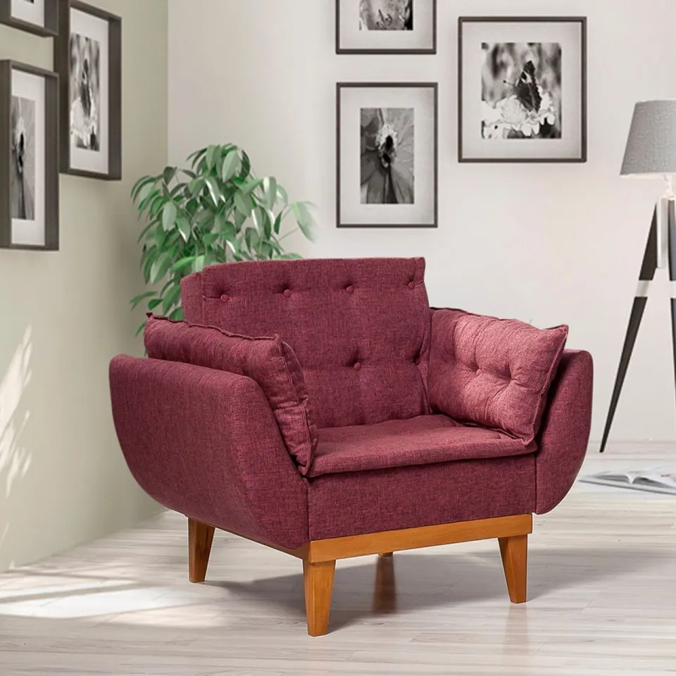 Fotoliu, Lemn Solid, Fiona Berjer, Rosu Bordo
