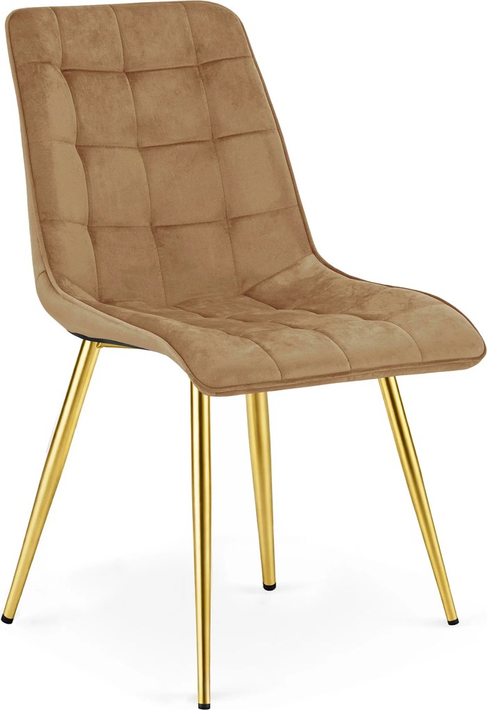 OFERTA Scaun de dining SPLIT VELVET cu picioare aurii, maro clasa a II-a