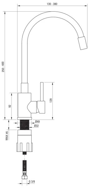 Chiuvetă de bucătărie Deante ZQJNN103 EVORA 50x50 cm + baterie de chiuvetă granit/negru